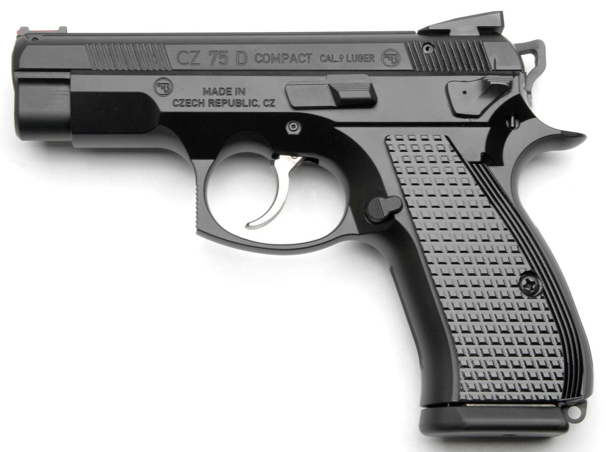 Cz Custom Shop 91048 CZ 75 D PCR Compact Frame 9mm Luger 15+1 3.90" Steel Barrel Black, Serrated Black Slide, Polycoat Aluminum Frame w/Beavertail, Black Checkered Aluminum Grip