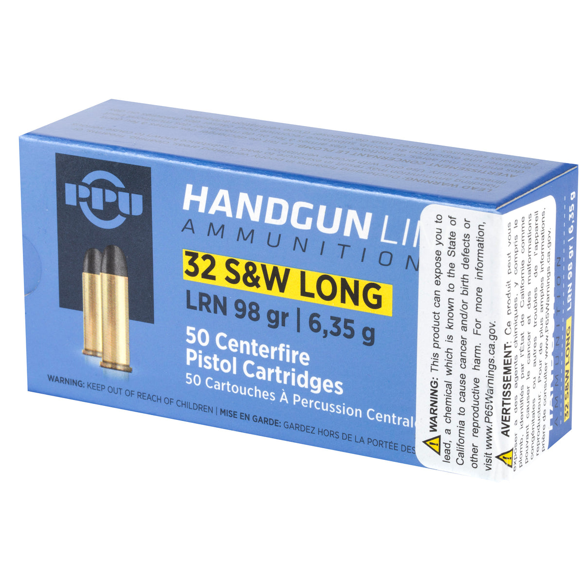 Prvi Partizan .32 S&W Long PPH32SW Lead Round Nose LRN 98 Grain