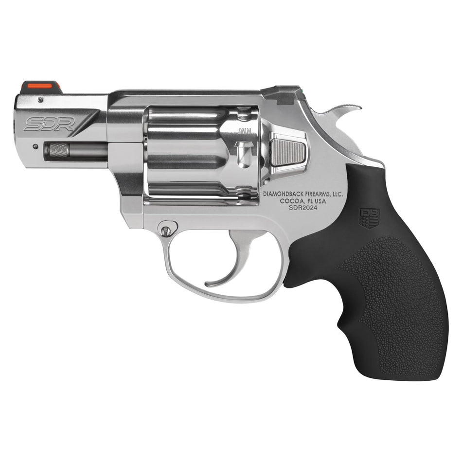 Diamondback DB0700P701 SDR Small 9mm Luger +P 6-Shot 2" Revolver, Polished Stainless Barrel & Frame, Stainless Cylinder, Black Hogue Grip, Exposed Hammer