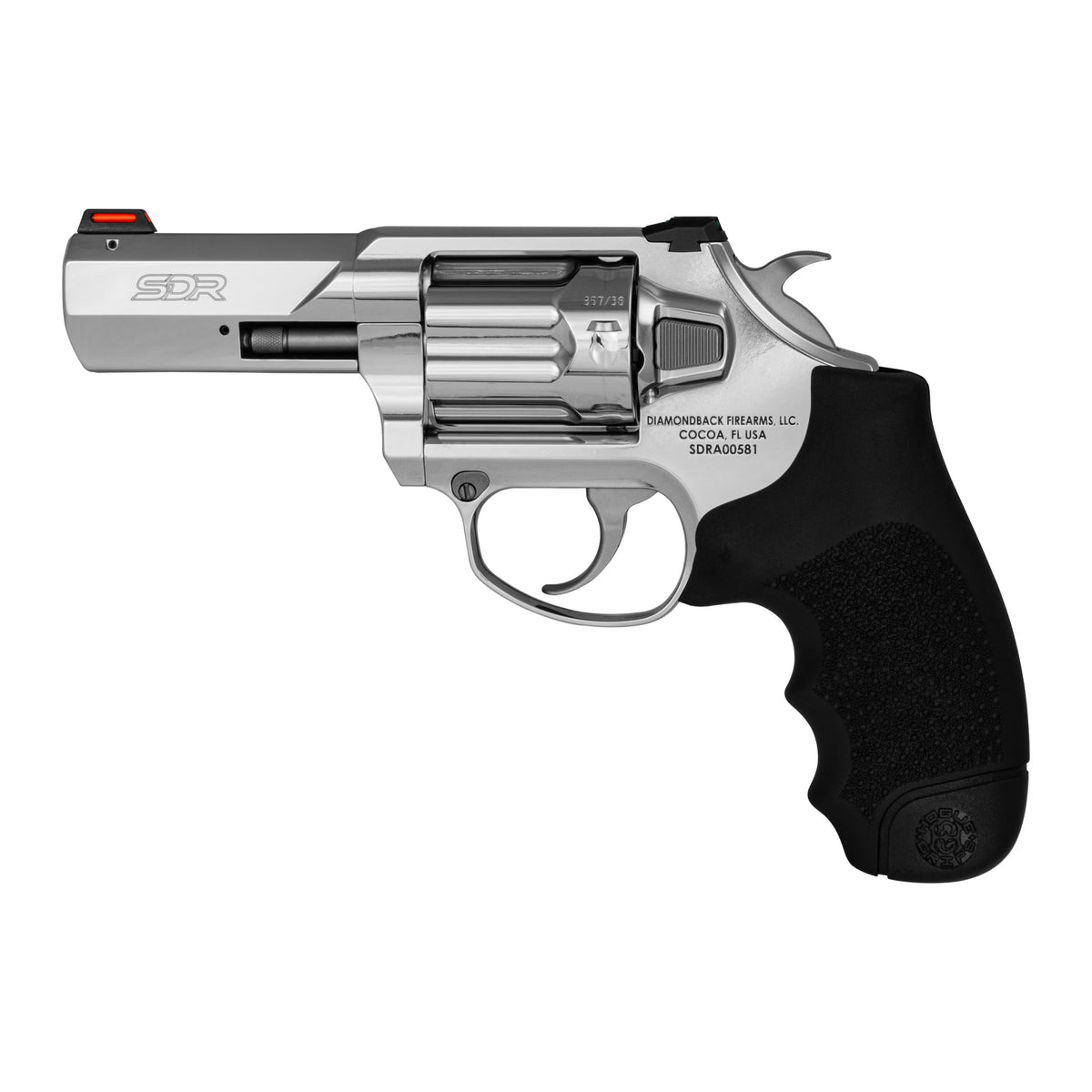 Diamondback DB0700S703 SDR .357 Mag/.38 Special +P 6-Shot 3" Revolver, Polished Stainless Barrel, Cylinder & Frame, Black Hogue Grip, Exposed Hammer