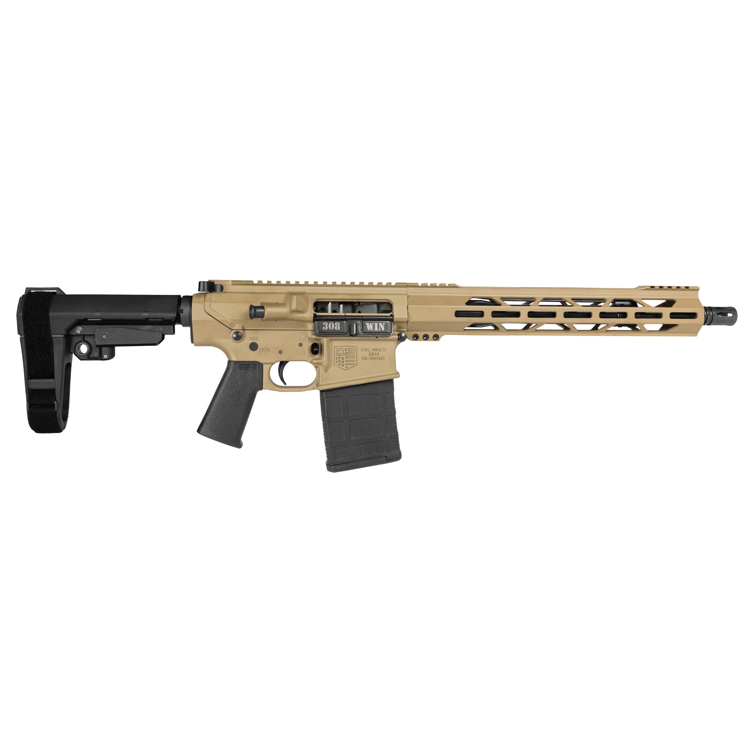 Diamondback DB10 .308 Pistol 13.5" w/ SBA3 Brace, 20-Round, FDE