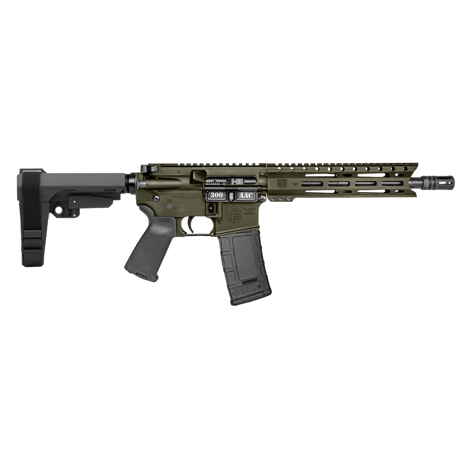 Diamondback DB1916B101 DB15 300 AAC Blackout 30+1 10" OD Green Cerakote AR Pistol, 9" M-LOK Handguard, SBA3 Brace, Magpul MOE Grip