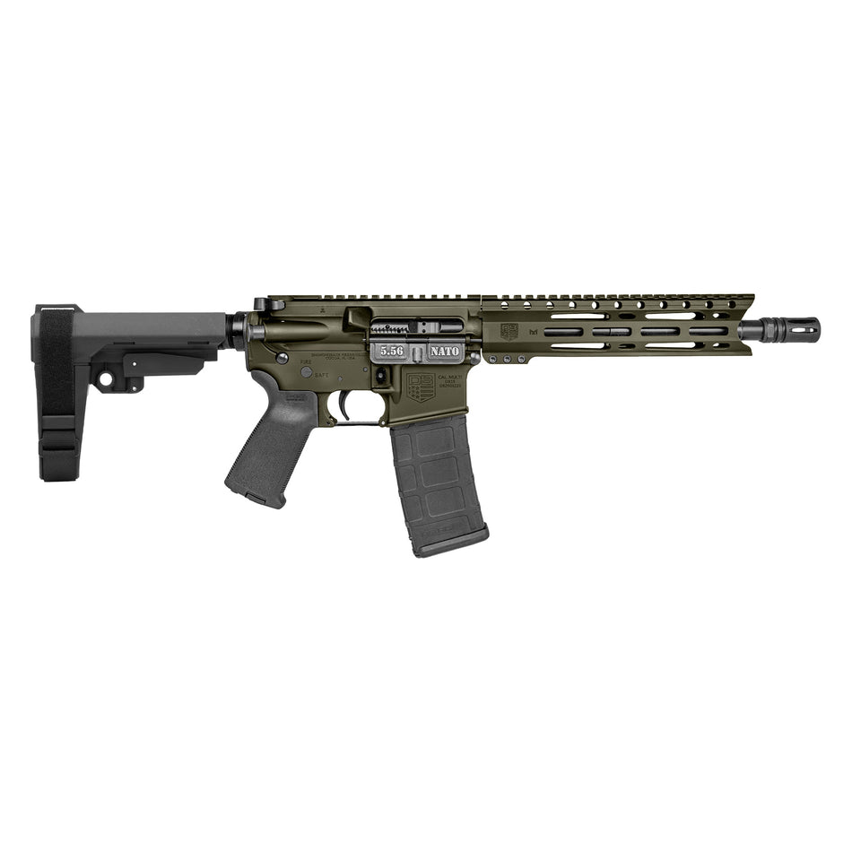 Diamondback DB1916K101 DB15 5.56 NATO 30+1 10" Black Nitride Threaded Barrel AR Pistol, OD Green Picatinny Rail, 9" M-LOK Handguard, SB Tactical Brace