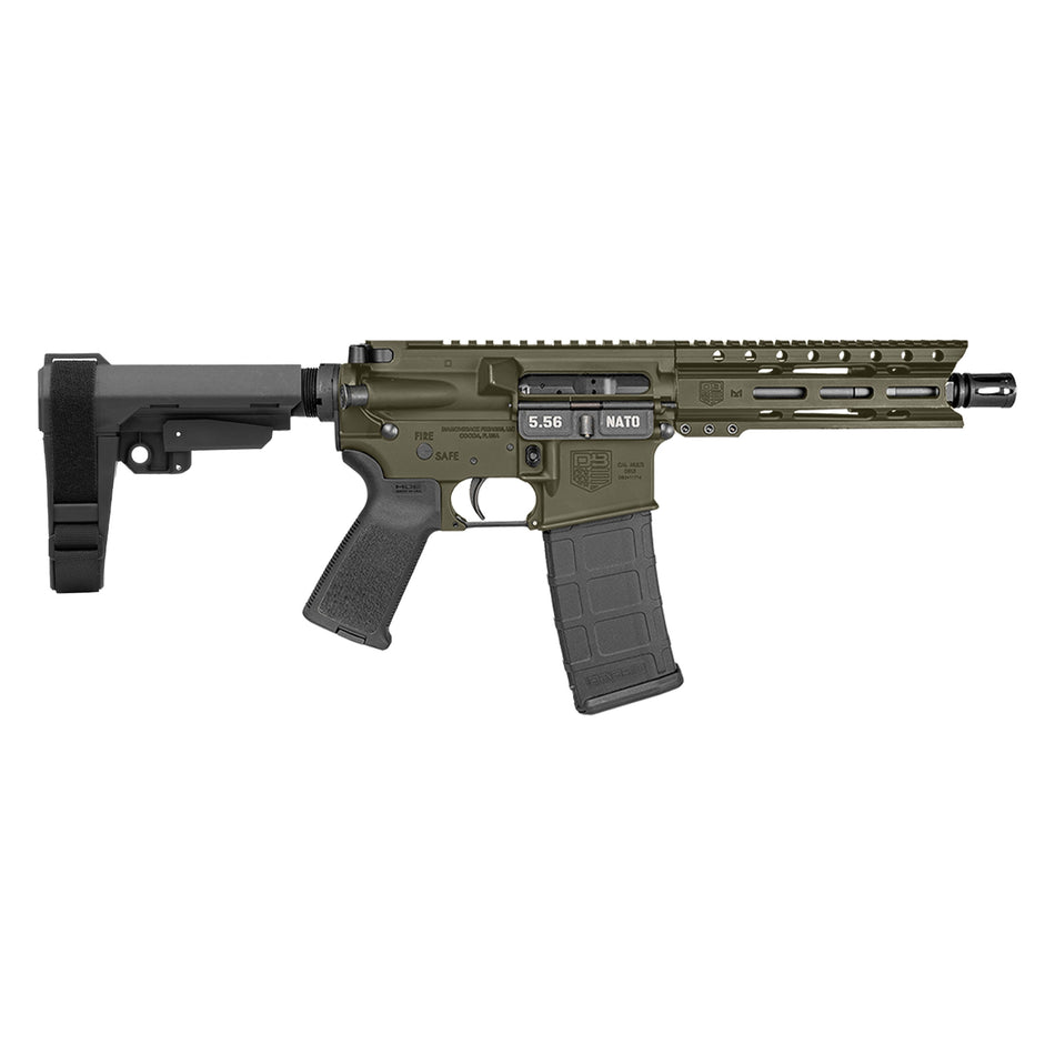 Diamondback DB1913K101 DB15 5.56 NATO 30+1 7" Black Nitride Threaded Barrel AR Pistol, OD Green Picatinny Rail, 6" M-LOK Handguard, SB Tactical Brace