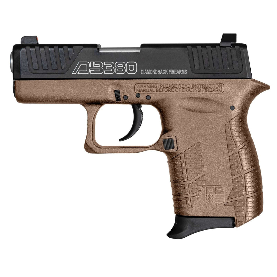 Diamondback DB380 Gen4 .380 ACP 6+1, Black Oxide Engraved Slide, Flat Dark Earth Frame, Right Hand