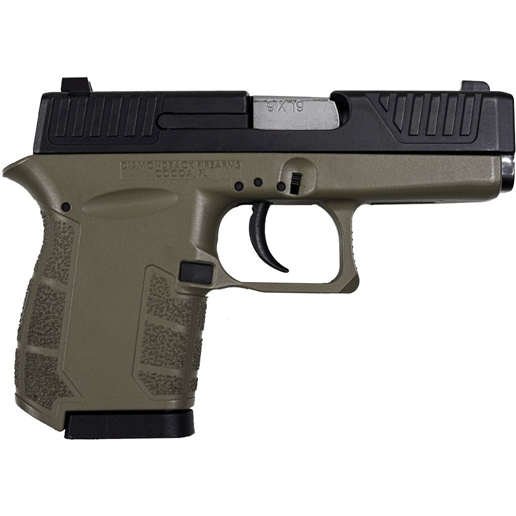 Diamondback DB0200P061 DB9 Gen4 Micro-Compact Frame 9mm Luger 6+1, 3.10" Stainless Steel Barrel, Black Nitride Serrated Stainless Steel Slide, Flat Dark Earth Polymer Frame & Grip