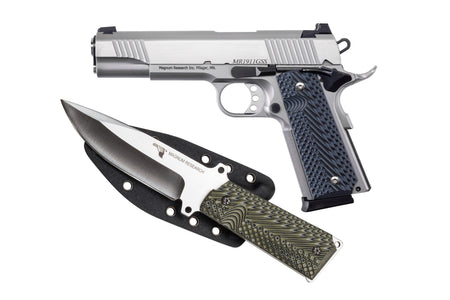 Magnum Research DE1911GSS-K Desert Eagle 1911 w/ 1911 Fixed Blade Knife 45 ACP 8+1 5.01" Stainless Steel Slide Matte Stainless Steel Black/Gray G10 Grip
