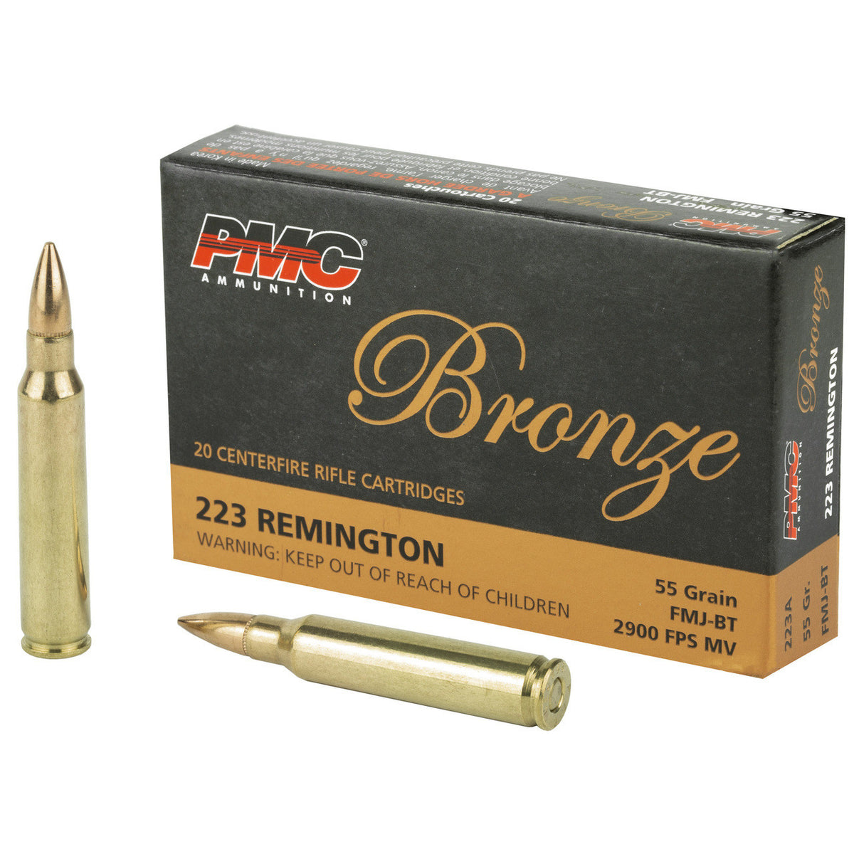 PMC .223 Remington 223A Bronze Full Metal Jacket Boat Tail FMJBT 55 Grain