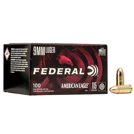 American Eagle 9mm Luger/Parabellum AE9DP100 029465062477 Full Metal Jacket FMJ 115 Grain 1180 FPS