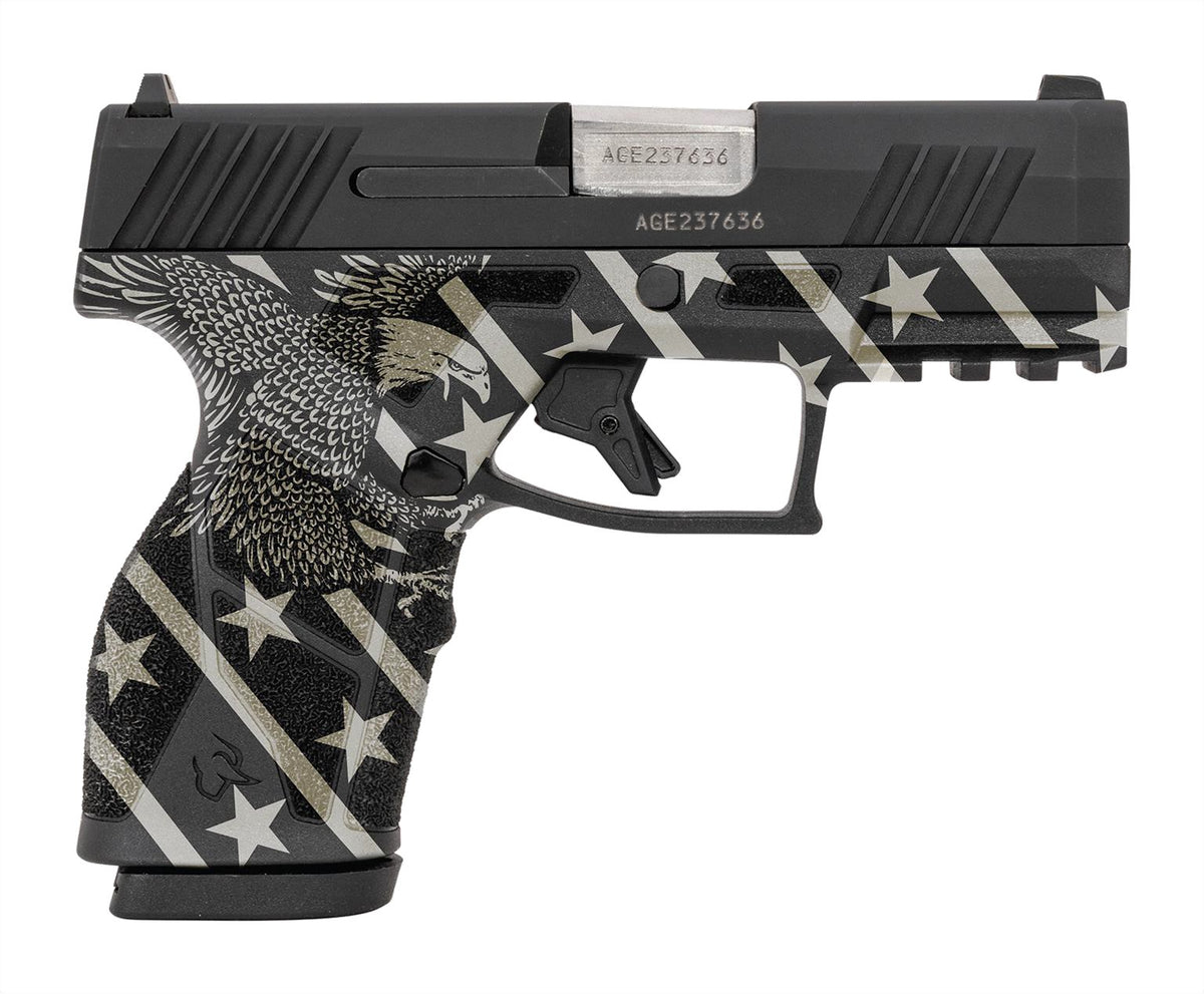 Taurus GX2 Compact 9mm Luger Pistol, 13+1, 3.38" Barrel, Eagle Stars & Stripes Frame