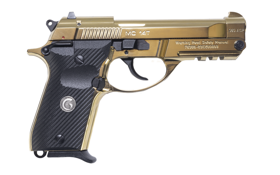 Girsan MC 14T Solution .380 ACP Pistol, 13+1 Capacity, Gold Plated Tip-Up Barrel