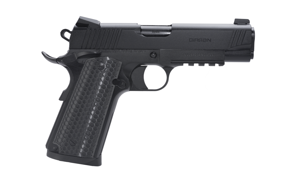 Girsan 392075 MC1911 C Untouchable Compact Frame 9mm Luger 9+1 4.40" Black Steel Barrel, Black Serrated Steel Slide & Frame w/Beavertail & Picatinny Rail, Black Polymer Grip