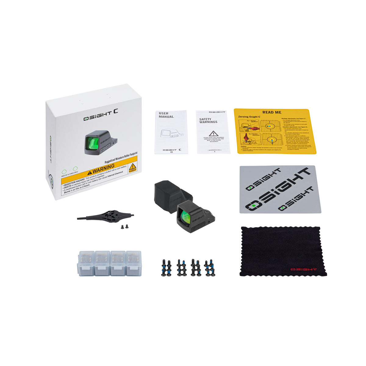 Osight C Open Green Dot Sight 3 MOA Dot and 32 MOA Circle Multi-Reticle Side-Loading Battery