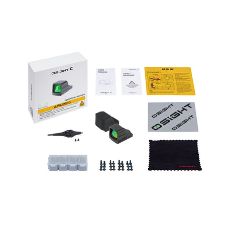 Osight C Open Green Dot Sight 3 MOA Dot and 32 MOA Circle Multi-Reticle Side-Loading Battery