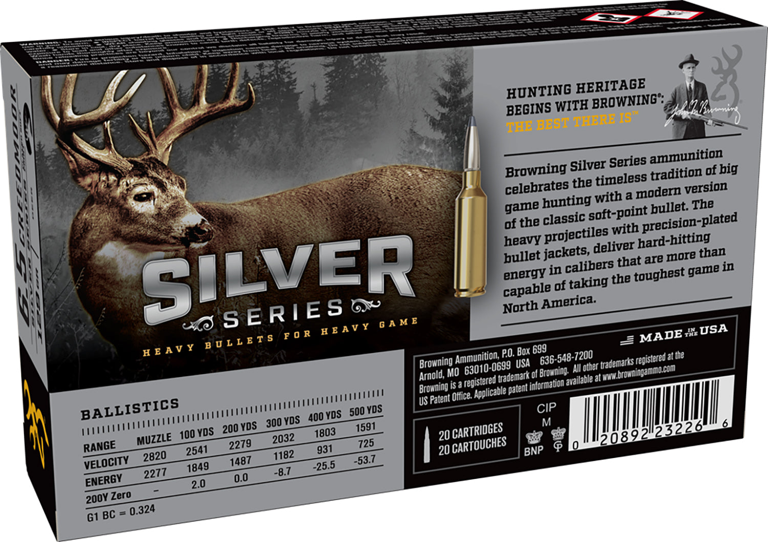 Browning 6.5mm Creedmoor B192600651 Silver Plated Soft Point 129 Grain