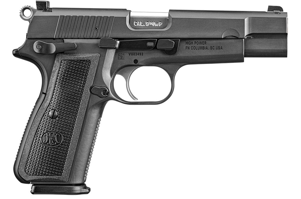 FN High Power 9mm Luger Pistol, Black PVD Slide & Steel Frame, 4.70" Barrel, 17+1
