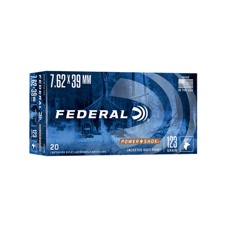 Federal 7.62x39mm 76239B PowerShok Jacketed Soft Point JSP 123 Grain