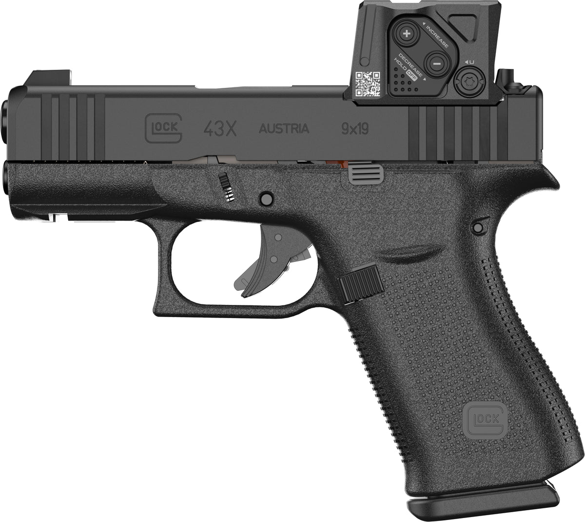 Glock G43X MOS w/Aimpoint ACRO 9mm Luger 15+1 3.41" Pistol, Black