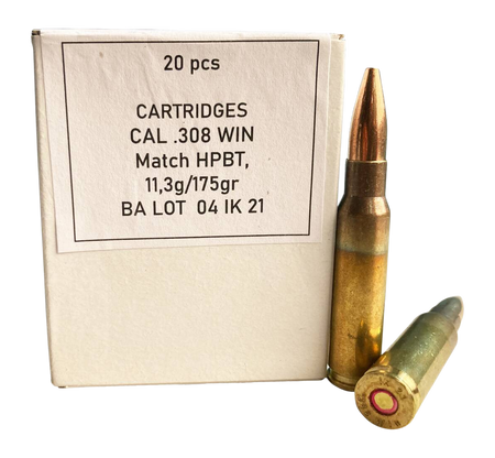Igman .308 Win / 7.62x51mm Rifle Ammo  Hollow Point Boat Tail BTHP 175 grain 