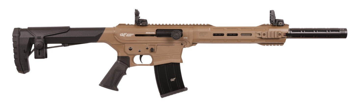 Gforce Arms GF2512FDE GF25 12 Gauge Semi-Auto 3" 5+1 20" Flat Dark Earth Cerakote Threaded Barrel Flat Dark Earth Cerakote Receiver, Black Synthetic Stock