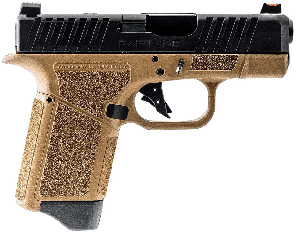 GForce Arms GF932512FB Rapture 9mm Sub-Compact Pistol, FDE Frame, Black Slide, 12+1