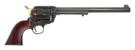 Cimarron Wyatt Earp .45 LC Single Action Revolver, 10" Barrel, Case Colored/Blued Finish, Walnut Grips (No Badge)