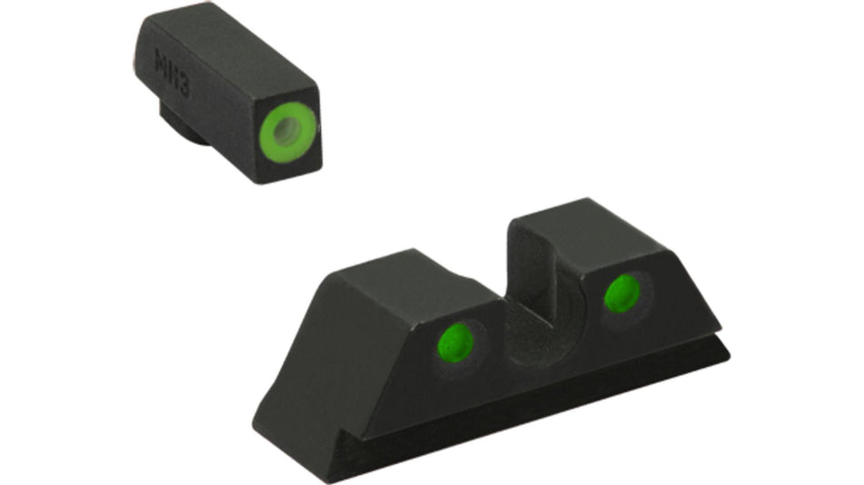 Meprolight Hyper-Bright Green Front Ring and Green Rear Sights for S&W M&P Fullsize Compact Subcompact