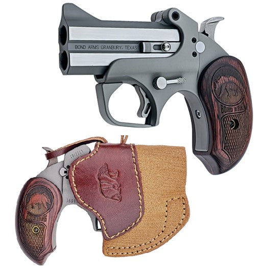 Bond Arms Grizzly .45 Colt/.410 Gauge 2-Round Derringer, 3" Stainless Double Barrel, Rosewood Grips