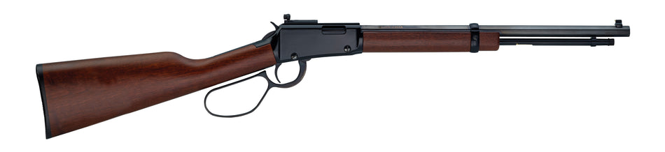 Henry H001TRP22M Tracker Carbine .22 WMR 10+1 Capacity, 16.5" Blued Octagon Barrel, Black Aluminum Grooved Receiver, American Walnut Straight Grip Stock