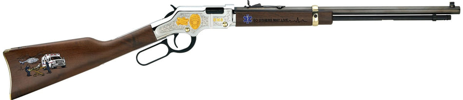 Henry H004EMS Golden Boy EMS Tribute Edition .22 LR, 16 LR/21 Short Capacity, 20" Octagon Nickel Walnut
