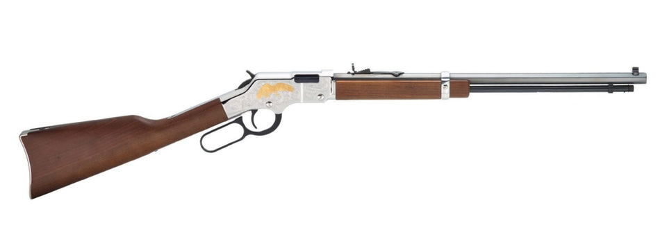 Henry H004GE Golden Eagle .22 S/L/LR Lever-Action Rifle, 20" Blued Octagon Barrel, Nickel-Plated Finish, Walnut Stock