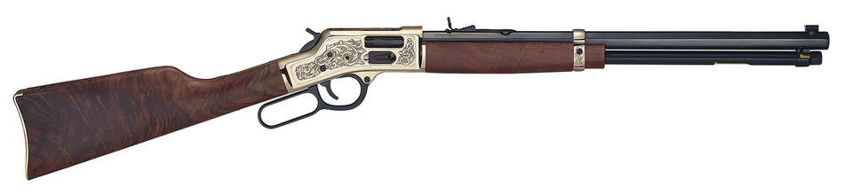 Henry H006GCD Deluxe Side Gate .45 Colt Lever-Action Rifle, 20" Octagon Barrel, Engraved Brass Receiver, Walnut Stock