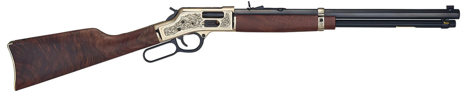 Henry H006GMD Deluxe Side Gate .357 Mag/.38 Special Lever-Action Rifle, 20" Octagon Barrel, Engraved Brass Receiver, Semi-Fancy Walnut Stock