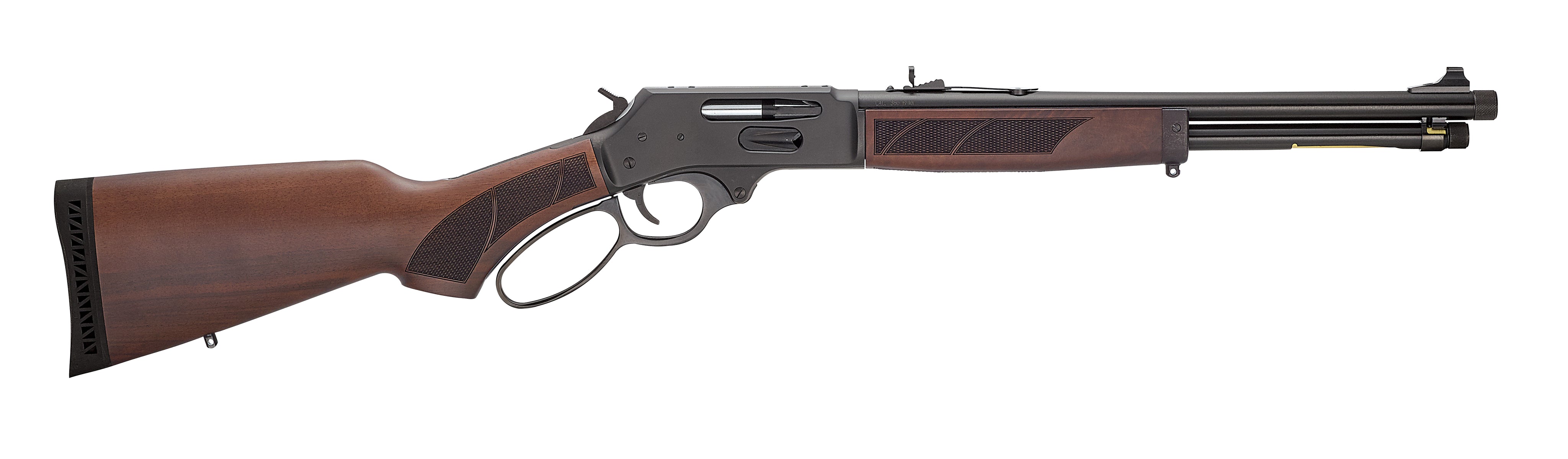 Henry H009PGR360 Protector Carbine 360 Buckhammer 4+1 16.50" Blued Threaded Barrel, Blued Steel Drilled & Tapped Receiver, American Walnut Fixed w/Pistol Grip Stock
