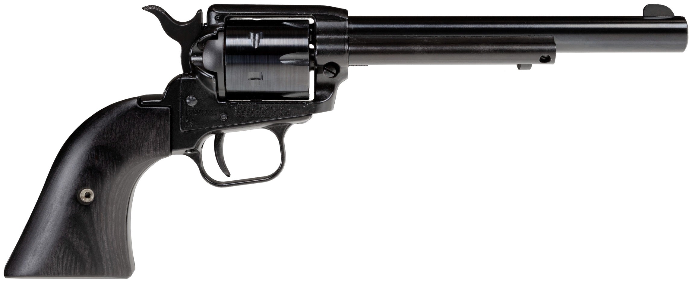Heritage Mfg RR22B6-BBK Rough Rider 22 LR 6 Shot 6.50" Black Oxide Alloy Steel Barrel, Black Alloy Steel Frame, Black Oxide Cylinder, Black Laminate Wood Grip, Exposed Hammer