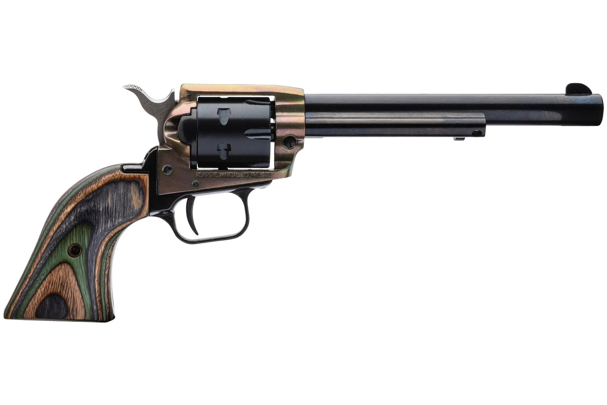 Heritage Rough Rider RR22CH6 .22 LR 6-Shot Revolver, 6.5" Case-Hardened Frame, Camo Laminate Grip