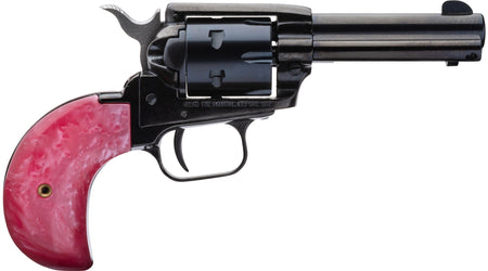 Heritage Mfg RR22MB3BHPNK Rough Rider 22 LR/22 WMR 6 Shot, 3.50" Black Steel Barrel, Black Zinc Alloy Frame, Black Cylinder, Pink Pearl Grip, Hammer/Thumb Safety, Exposed Hammer