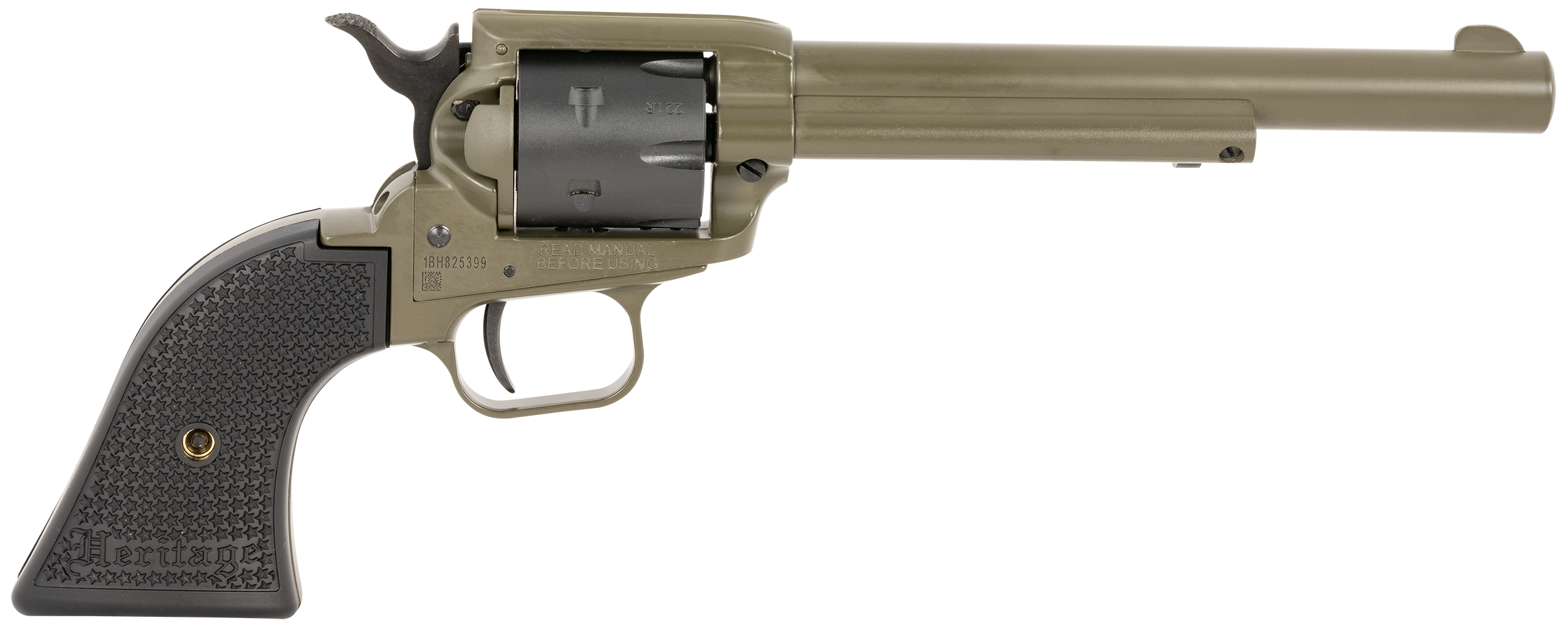 Heritage Mfg RR22T6 Rough Rider 22 LR 6 Shot 5.50" OD Green Cerakote Barrel, OD Green Cerakote w/Black Accents Frame, Black Cerakote Cylinder, Black Star Polymer Grips