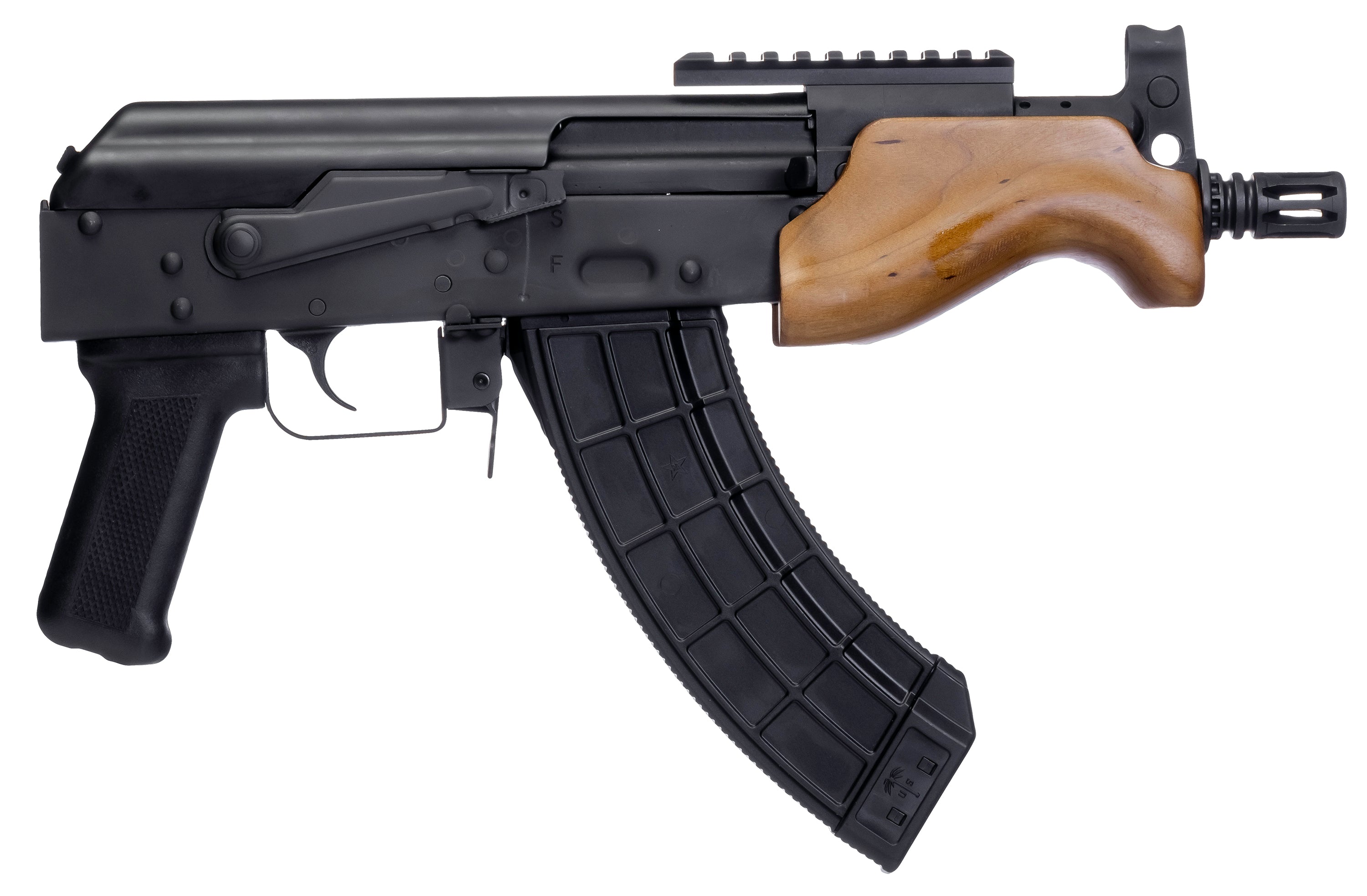 Century Arms HG7596N Draco Micro 7.62x39mm 30+1 6.25" Black Threaded Barrel, Black Anodized Picatinny Rail Receiver, Black Polymer Grip, Wood Furniture