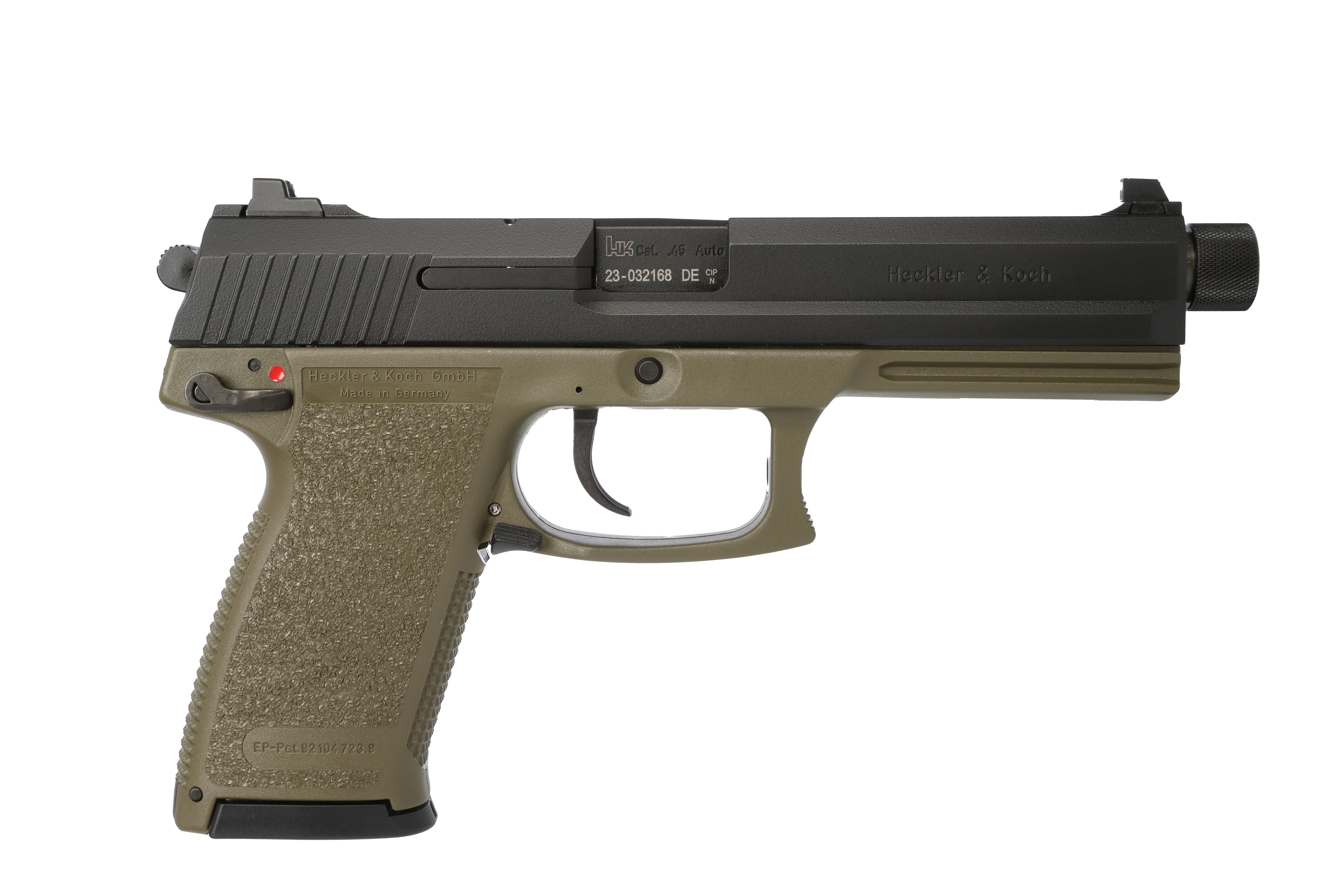 HK Mark 23 .45 ACP Pistol - 10+1 Capacity, 5.87" Threaded Barrel, OD Green Polymer Frame, Textured Grip
