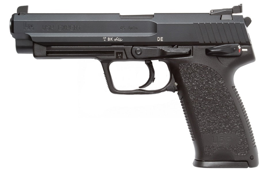HK USP Expert V1 SA/DA .45 ACP Pistol, 5.19" Barrel, 12+1 Capacity, Black Finish, Includes 2 Magazines