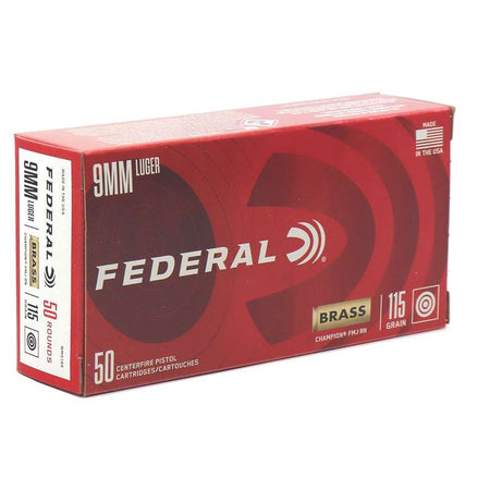 Federal 9mm Luger/Parabellum WM5199 Champion Training Full Metal Jacket FMJ 115 Grain