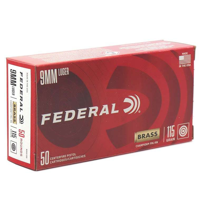Federal 9mm Luger/Parabellum WM5199 Champion Training Full Metal Jacket FMJ 115 Grain