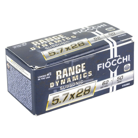 Fiocchi 5.7x28mm FN 57SUB62 Range Dynamics Subsonic Full Metal Jacket FMJ 62 Grain