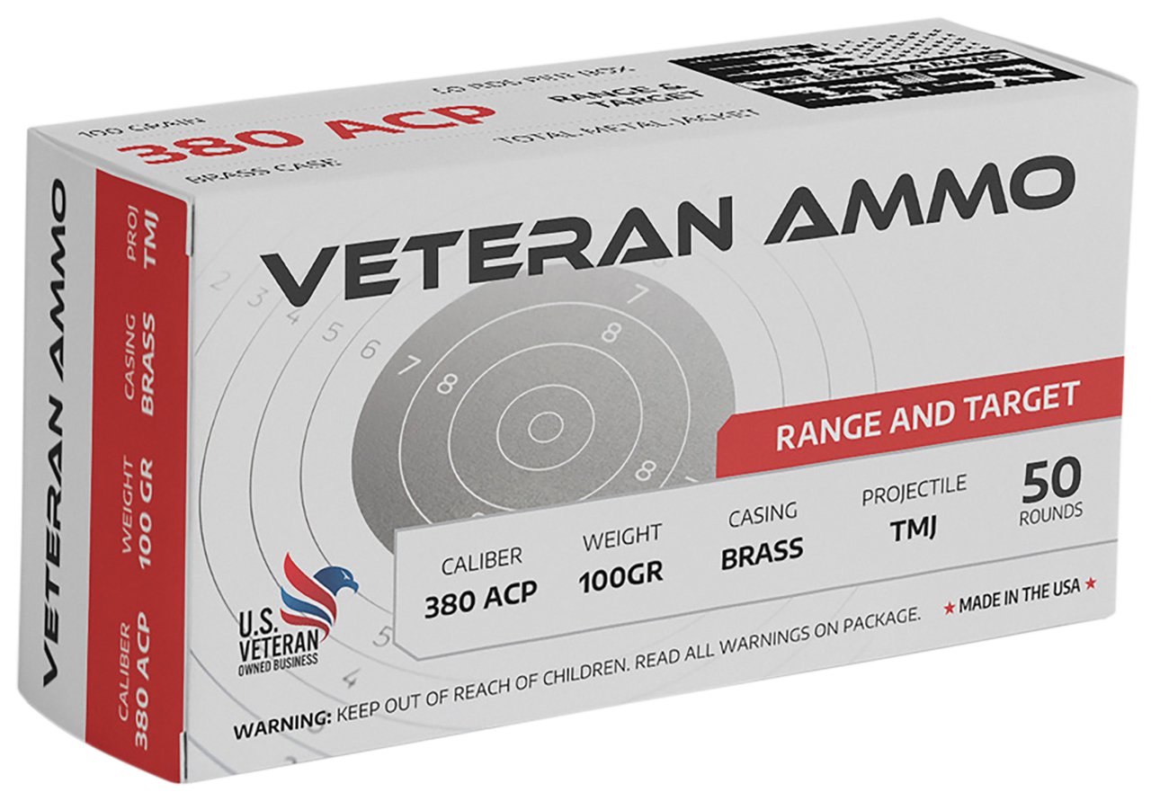 Veteran Ammo .380 ACP/Auto Handgun Ammo  Full Metal Jacket FMJ 100 grain 