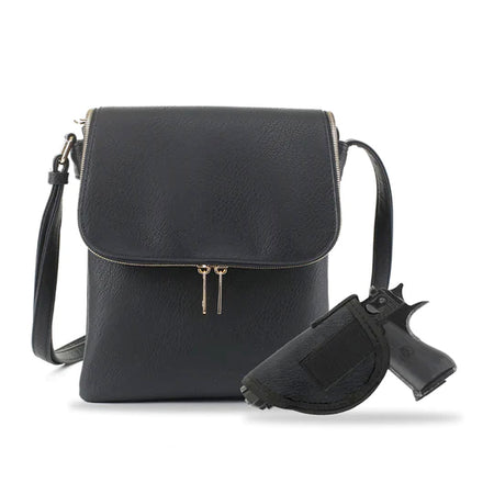Jessie & James Cheyanne CCW Lock and Key Crossbody Bag Black 11x9x1.5