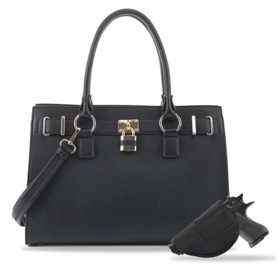 Jessie & James Dina CCW Lock & Key Satchel Black (10x15x6)