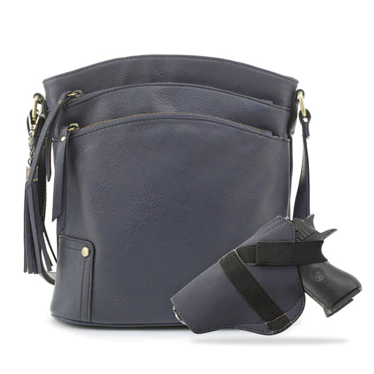 Jessie & James Robin CCW Lock and Key Crossbody Bag Navy 11x10.25x3