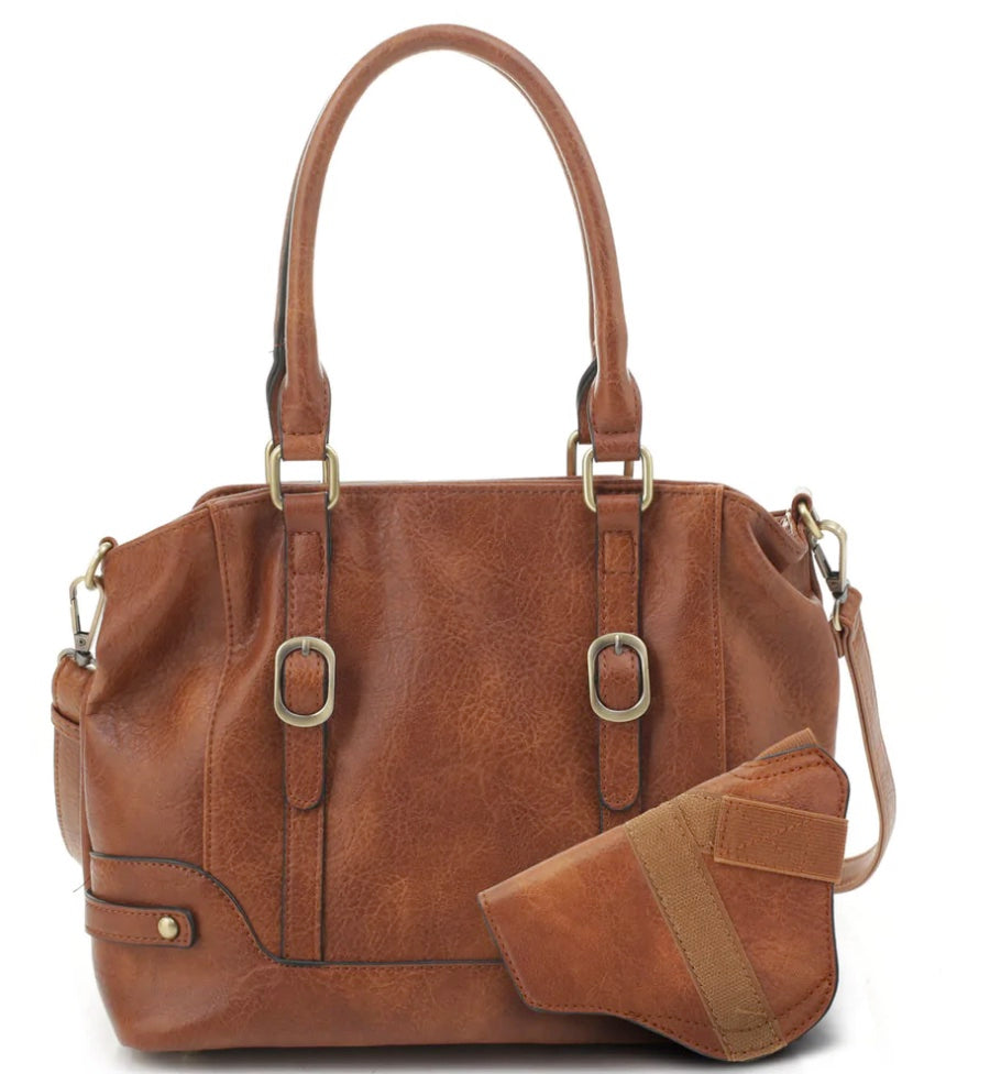 Jessie & James Elena CCW Lock and Key Satchel Brown 9x12x4.5