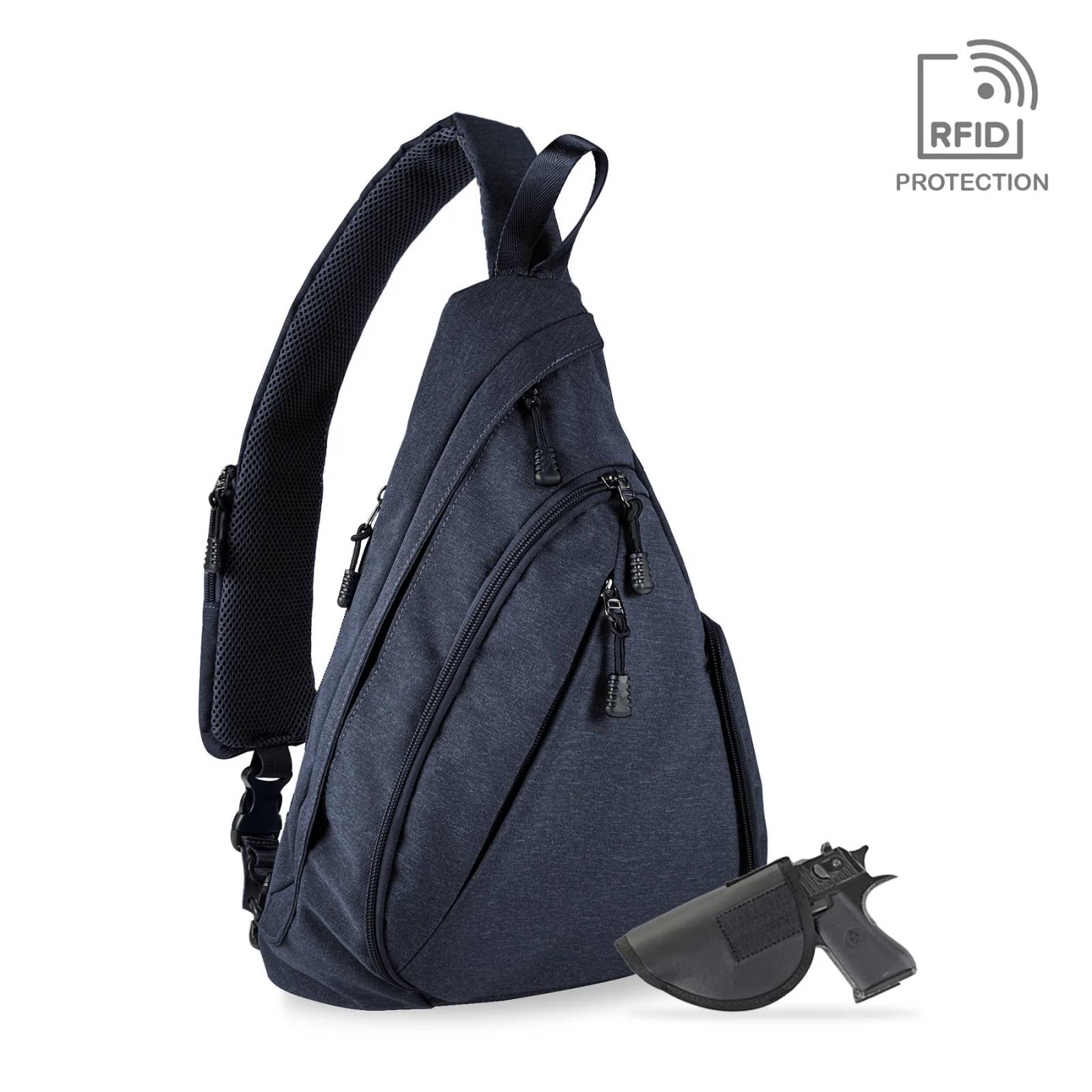 Jessie & James Peyton CCW Sling Shoulder Backpack Navy 15.5x10.5x4